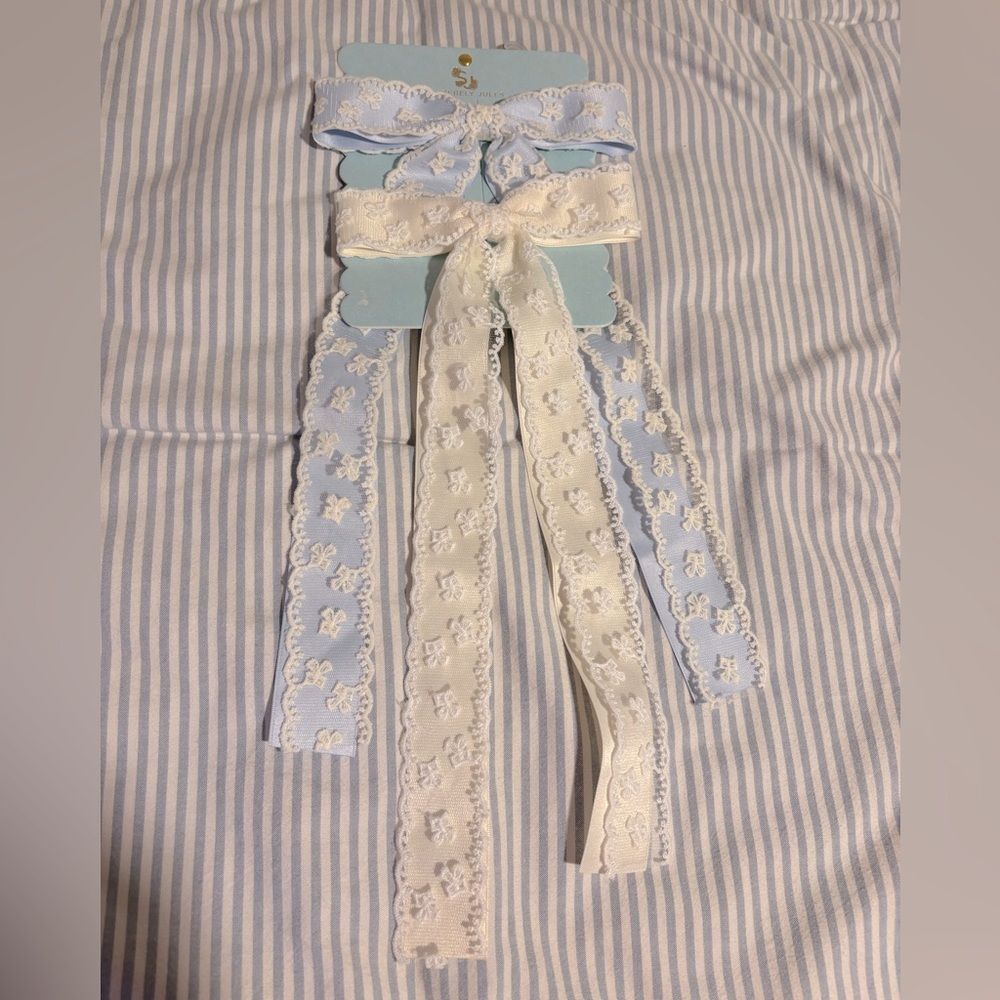 Blue and White Lace Hair Ties